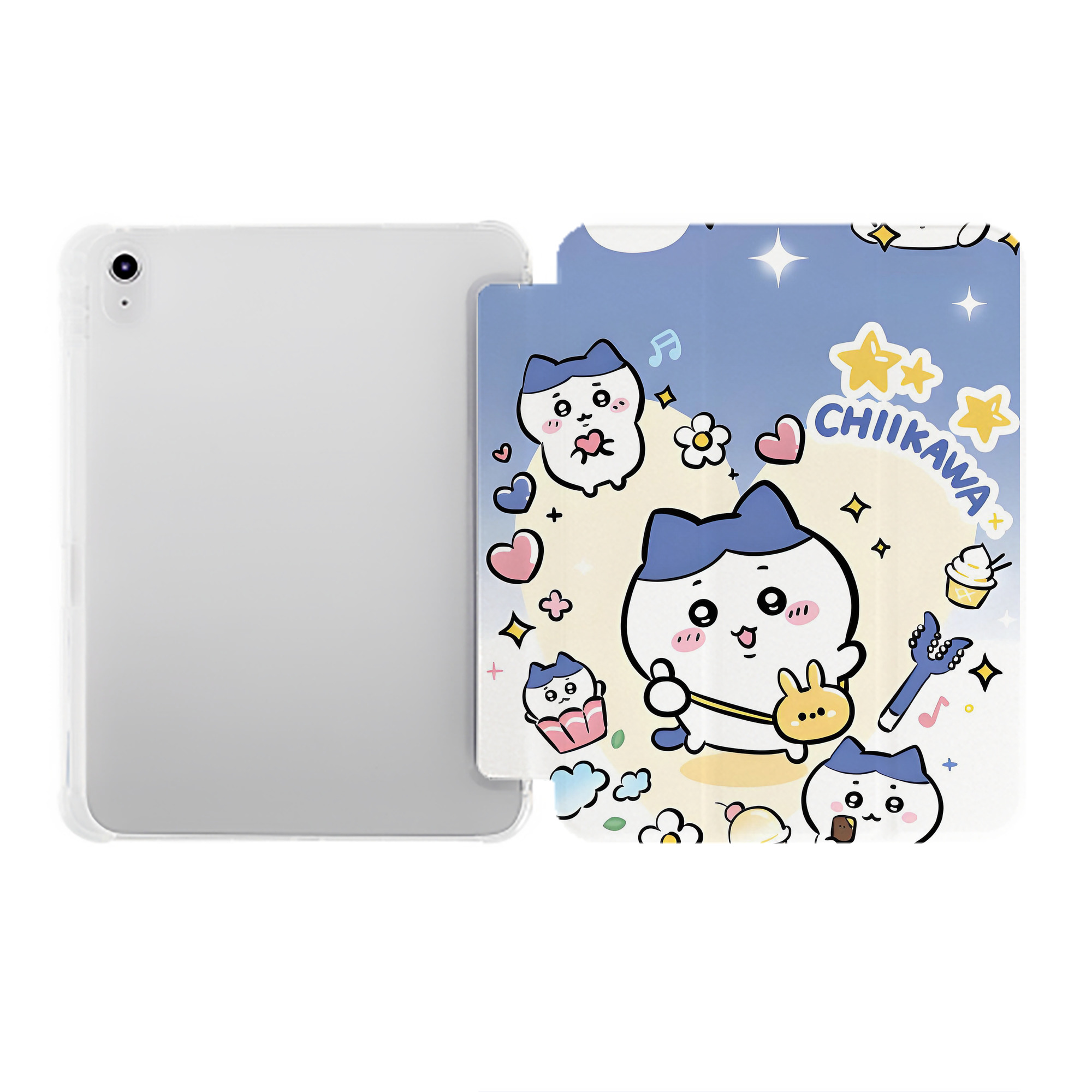 （画像用） ちいかわ Chii-kawa IPad ケース ペン収納付き 三つ折りスタンド PUレザー×シリコン 対応機種9.5/10.5/10.9インチ